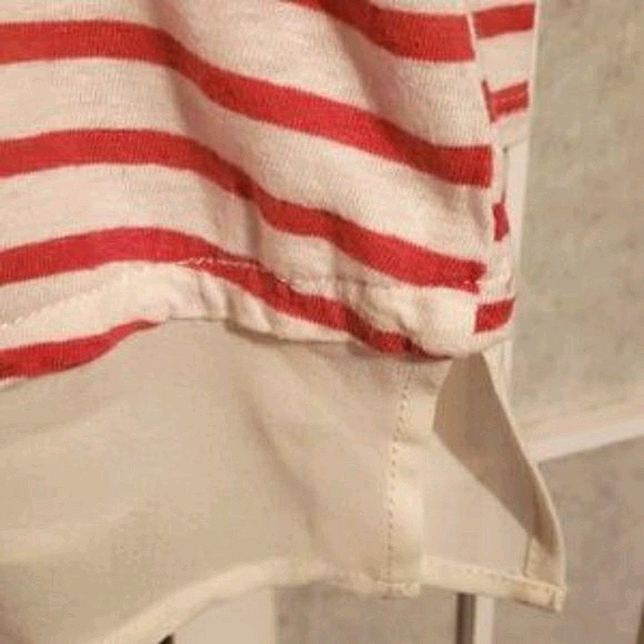 SANCTUARY LINEN/RAYON RED/WHITE STRIPED TOP SZ M - Picture 8 of 8